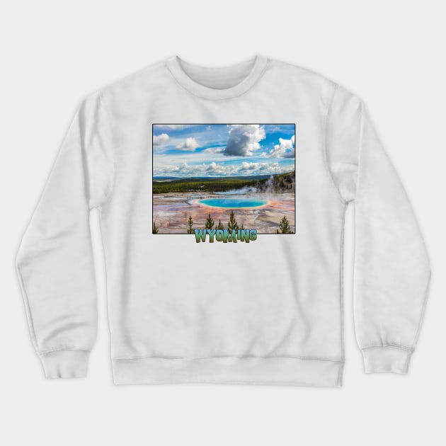 Wyoming State Outline (Yellowstone National Park) Crewneck Sweatshirt by gorff